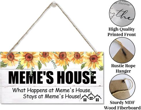 Vintage Style Sign, Granny's House What Happens at Granny's House, Stays at Granny's House, Hanging Wood Sign Home Decorative, Printed Wood Wall Art Sign, Gift for Grandma 12x6 in in Saudi Arabia