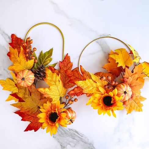 Winlyn 8 Pcs Assorted Artificial Maple Leaf Branches Faux Fall Picks and Sprays with Pumpkins Sunflower Heads Pine Cones Berries for Farmhouse Fall Thanksgiving Floral Arrangement Centerpiece Wreath in Saudi Arabia