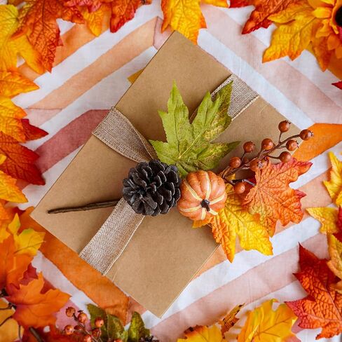 Winlyn 8 Pcs Assorted Artificial Maple Leaf Branches Faux Fall Picks and Sprays with Pumpkins Sunflower Heads Pine Cones Berries for Farmhouse Fall Thanksgiving Floral Arrangement Centerpiece Wreath in Saudi Arabia