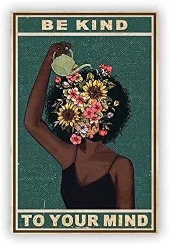 Be Kind to Your Mind Metal Tin Sign,Water The Flowers, Metal Tin Signs Poster Wall Decor for Bar Cafe Home Garage 12x18 Inch in Saudi Arabia