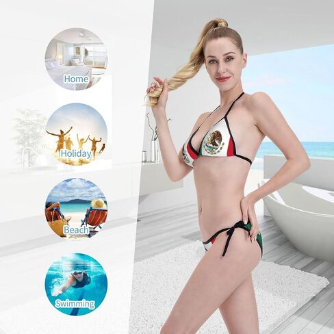 Trinidad and Tobago Flag Women Two Piece Swimsuit Sexy Swimwear Halter String Triangle Bikini Sets in Saudi Arabia