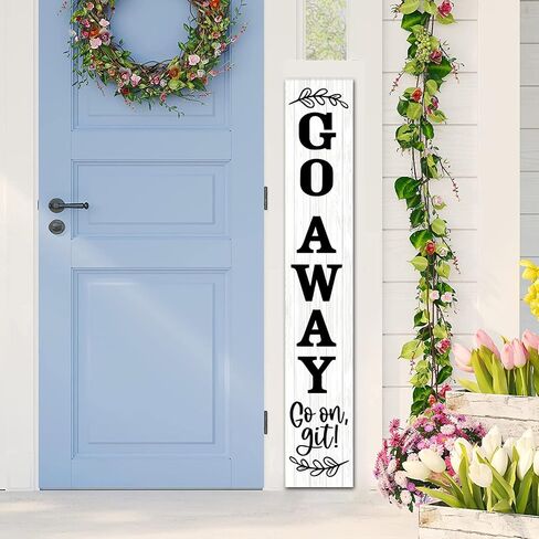 (48inx8in) Tall Go Away Go On Git Vertical Sign for Front Porch Standing Unwelcome Signs Vertical Hanging Wooden Go Away Sign for Front Door Home Decoration Farmhouse Decor Outdoor Indoor in Saudi Arabia