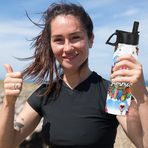 فراغات زجاجات المياه الرياضية بالتسامي (8 عبوات)، أكواب التسامي فارغة 22 أونصة، قارورة زجاجة رياضية من الفولاذ المقاوم للصدأ مع قش ومقبض محمول، معبأة بشكل فردي in Kuwait