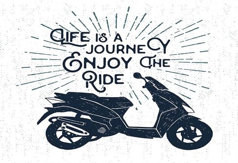 Lunarable Saying Aluminum Water Bottle, Life is a Journey Enjoy the Ride Phrase Motorcycle Hipster Illustration, Insulated Spill-Proof Travel Sports Water Bottle, 16.9 OZ, White Grey in Saudi Arabia