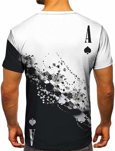 3D Poker Shirts for Men Funny Graphic Workout Tees Shirt Casual Short Sleeve Tshirt Vintage T Shirt Summer Shirts Men (Color 6,Small) in Saudi Arabia