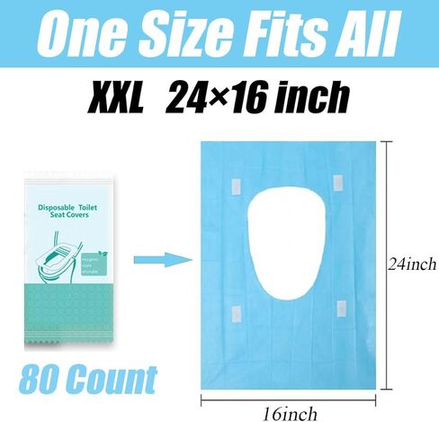 أغطية مقاعد المرحاض للاستعمال مرة واحدة، بطانات المرحاض المحمولة، غطاء مقعد السفر للنزهة، الفندق، المستشفى، السفر، غطاء مقعد المرحاض العام (80 حزمة) in Kuwait