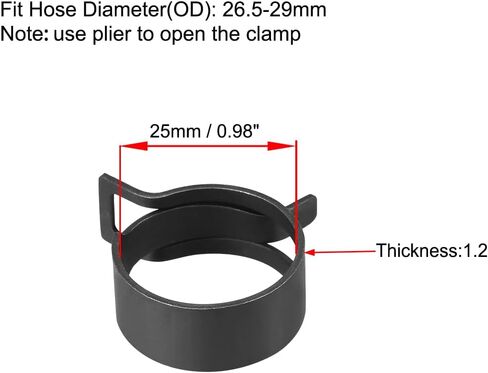 uxcell Steel Band Clamp 25mm Inner Dia Fit 26.5-29mm OD Hose Spring Band Type Action Fuel Line Silicone Tube Clip Clamp Black 5Pcs in Saudi Arabia