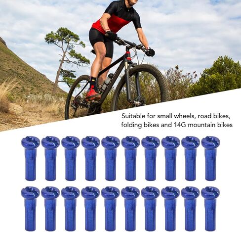 VBESTLIFE Spoke Nipples, 80Pcs Iron Spoke Hats 14mm Spoke Nipples for 14G Spoke Wire(Blue) in Saudi Arabia
