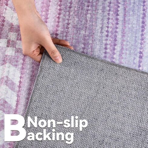 ST. BRIDGE Washable Low Pile Rug 5x7, Modern Ombre Area Rug for Living Room, Non-slip Large Abstract Throw Mat, Non-Shedding Indoor Print Carpet for Bedroom Dining Room Office Home Decor, Purple/Blue in Saudi Arabia