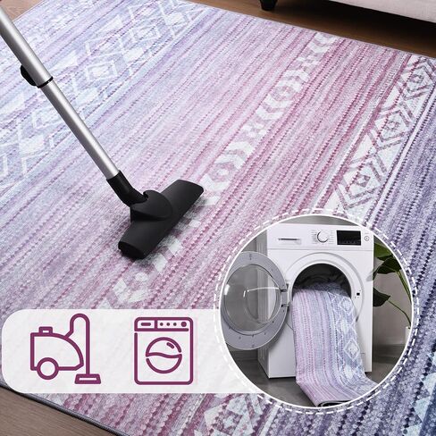 ST. BRIDGE Washable Low Pile Rug 5x7, Modern Ombre Area Rug for Living Room, Non-slip Large Abstract Throw Mat, Non-Shedding Indoor Print Carpet for Bedroom Dining Room Office Home Decor, Purple/Blue in Saudi Arabia