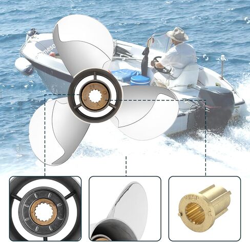 13 × 21 مروحة قارب من الفولاذ المقاوم للصدأ 15 سن خدد 3 شفرات تناسب ياماها إنجينز 50-130HP، RH in Kuwait