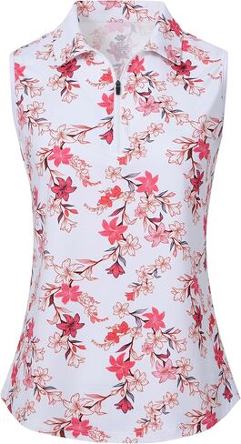 MoFiz Womens Sleeveless Polo Shirts Zip up Golf Shirts Athletic Tennis Tank Tops in Saudi Arabia
