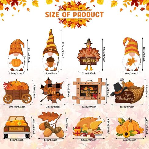 36 Pcs Fall Thanksgiving Wooden Ornaments Hanging Wood Gnome Turkey Maple Leaf Acorn Pumpkin Cutouts Happy Thanksgiving Decorative Ornaments Thanksgiving Hanging Ceiling Decoration for Autumn Harvest in Saudi Arabia