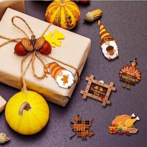 36 Pcs Fall Thanksgiving Wooden Ornaments Hanging Wood Gnome Turkey Maple Leaf Acorn Pumpkin Cutouts Happy Thanksgiving Decorative Ornaments Thanksgiving Hanging Ceiling Decoration for Autumn Harvest in Saudi Arabia