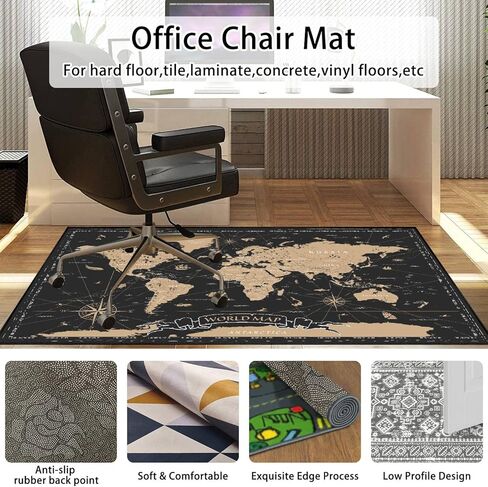 سجادة منطقة كلاسيكية باللون الأسود والذهبي لخريطة العالم، سجادة لعب في الهواء الطلق، سجادة أرضية حديثة، سجادة أرضية غير قابلة للانزلاق، ديكور منزلي، غرفة المعيشة، غرفة نوم الأطفال، الحضانة، 6x9 قدم in Kuwait