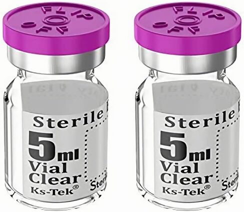 4pcs 100ml Sterile Empty Vial with Plastic Aluminum Flip Off Caps，Penicillin Bottle 20mm Crimp Top Sterile Transparent Borosilicate Lab Sample Vial (Transparent) in Saudi Arabia