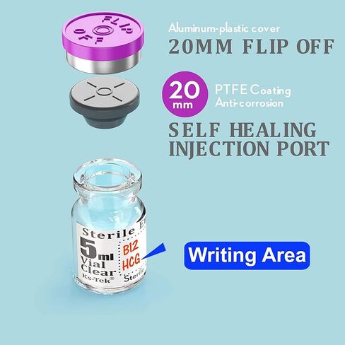 4pcs 100ml Sterile Empty Vial with Plastic Aluminum Flip Off Caps，Penicillin Bottle 20mm Crimp Top Sterile Transparent Borosilicate Lab Sample Vial (Transparent) in Saudi Arabia