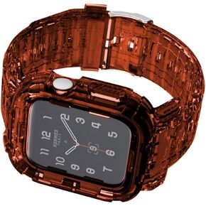 Compatible for Apple Watch Bands Case 45mm 41mm 44mm 42mm 40mm 38mm, Crystal Clear Transparent integrated Bumper Sports Wristband Strap iWatch Series 9 8 7 6 SE 5 4 3 2 1