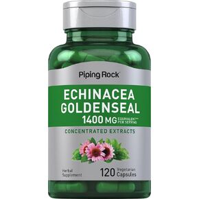 Piping Rock Echinacea Goldenseal Capsules | 1400mg | 120 Vegetarian Capsules | Non-GMO, Gluten Free Supplement