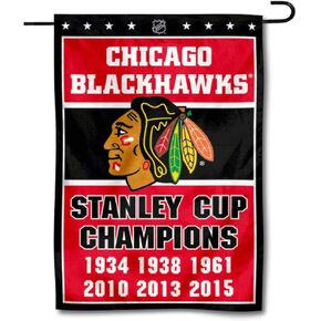 Chicago Blackhawks 6 Time Stanley Cup Champions Double Sided Garden Flag