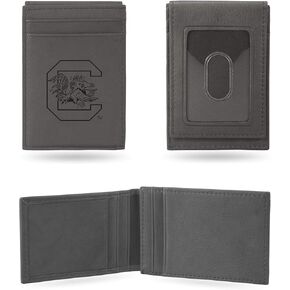 Rico Industries NCAA South Carolina Gamecocks Gray Laser Engraved Front Pocket Wallet Laser Engraved Front Pocket Wallet - Compact/Comfortable/Slim
