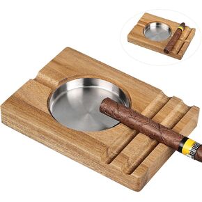 Joyoldelf Cigar Ashtray for Outdoors - Wood Cigar Ashtray for Men, Outdoor Cigar Ashtrays for Patio, Creative Ashtray for Cigars, Perfect Ash Tray Gift for Men