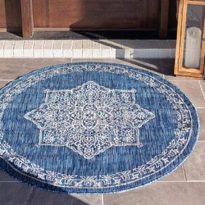Unique Loom Outdoor Traditional Collection Area Rug - Antique (12' x 16' 1" Rectangle Charcoal Gray/Natural)