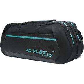FlexPro Racket Bag for Tennis, Squash, Badminton and Gym, Store 6-10 Rackets Shoes Clothing and Accessories