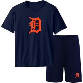 Outerstuff MLB Youth 8-20 Team Color Performance Primary Logo T-Shirt & Shorts Set (X-Large (18-20), Detroit Tigers Navy)