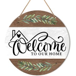 Welcome Sign Front Door Decor, Welcome Wood Hanging Sign Decor Rustic Farmhouse Wall Sign Decorations for Door, Porch, Home, Housewarming Gift for New House Home Apartment, Welcome to Our Home