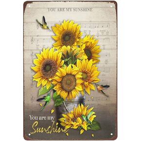 Super durable Metal Sign Sunflower and Hummingbirds You are My Sunshine tin Sign Vintage Wall Decoration Home Garden Kitchen Art Sign 12 x 8 inch