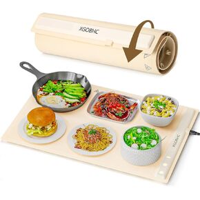 Electric Warming Tray with Temperature Settings, 3 Modes &Full Surface Heating, XGOBHC Portable Food Warmer for Parties, Auto Shut-Off -Silicone Heating Tray for Buffet,Gatherings,Everyday Use,Blue