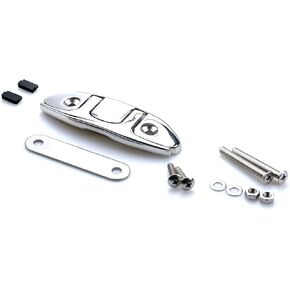 Boat Flip Up Cleat Dock Folding Cleat 4-1/2" Stainless Steel W/Screws Fasteners & Back Plate 1 Set