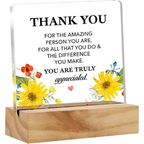 Inspirational Gifts for Women Her, Appreciation Gifts Thank You for the Amazing Person Clear Acrylic Sign with Wood Stand Table Sign Decoration