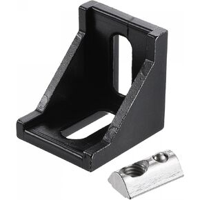 uxcell 10pcs 40x40mm Inside Corner Bracket Gusset Black, 10pcs Roll-in Spring M8 T Nut for 4040 Series Aluminum Extrusion Profile