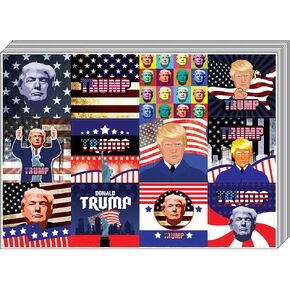 Creanoso Trump President Collectors Stickers (5-Sheet) – Total 60 pcs (5 X 12pcs) Individual Small Size 2.1" x 2", Unique Personalized Themes Designs, Flat Surface DIY Decoration Art Decal for Kids