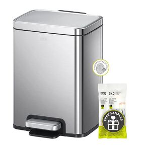 سلة مهملات EKO Madison Matte White سعة 50 لتر/13.2 جالون مع بطانة داخلية - لمسة نهائية مقاومة لبصمات الأصابع