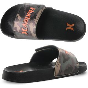 Hurley Naia Slides for Girls and Boys - Comfortable Slip-On Kids Sandals with Adjustable Strap, Unisex Slides for Indoor and Outdoor, Adjustable Sporty Slides for The Beach and Pool