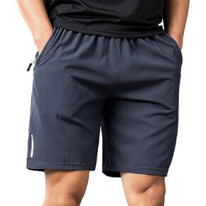 Men's Ice Silk Elastic Shorts,Men's Quick Drying Shorts,Zipper Pocket Workout Running Shorts,Summer Loose Casual Shorts