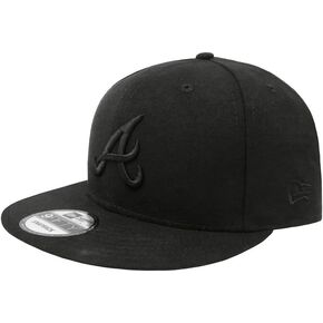 New Era Atlanta Braves MLB Black on Black 9FIFTY Snapback Cap,Adjustable in Saudi Arabia