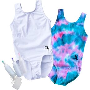 DIY Tie Dye Gymnastics Leotard Kit - Pink & Turquoise - Makes cute, custom leotard for girls gymnastics