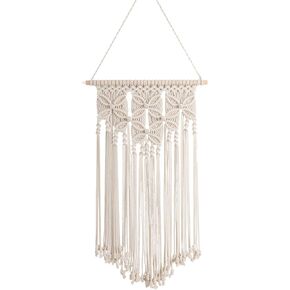 RLoncomix Macrame Wall Hanging Boho Art Woven Home Decoration Chic Cotton Rope Cord Wall Art for Apartment Living Room Bedroom Gallery, Beige, 16x28 Inches
