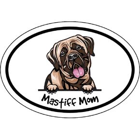 WickedGoodz Oval Mastiff Mom Decal - Dog Bumper Sticker - for Laptops Tumblers Windows Cars Trucks Walls - Color