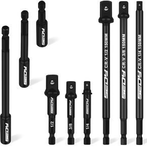 9-Piece Impact Socket Adapter Set, 1/4" 3/8" 1/2" Driver Socket Adapter, Power Drill Bit Extension, Magnetic Screwdriver Bit Holder, Socket Wrench Adapter