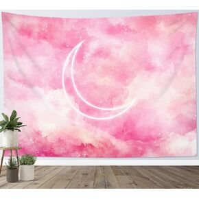 LB Ocean Tapestry Wall Hanging Sea Beach Sunset Wall Tapestry White Window Pink Sky Landscape Tapestries for Bedroom Living Room Dorm Home Wall Decor 60x40 Inches