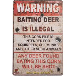 ERLOOD Warning Baiting Deer is Illegal Metal Tin Sign, Tin Signs Vintage Coffee Wall Coffee & Bar Decor,Size 12 X 8