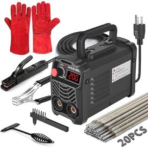 200Amp 20PCS Rods Welder Machine 110V, Super MINI Portable Welding Machine, IGBT Inverter Stick Welder with Hot Start Arc Force Anti-Stick, for 1/16"-1/8" Rod ARC Welder, 2 Chip Hammers, Gloves