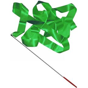 Green 4M Gym Dance Ribbon Rhythmic Art Gymnastic Streamer Twirling Rod Stick Training Equipment Gymnastics