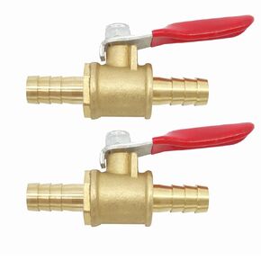 Brass 5/16" Barb Valve 2 Way Shut-Off Valve for Water Fuel Air 8mm Pex Tubing (Pack of 2)
