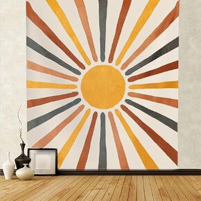 Vintage Sun Tapestry for Bedroom Aesthetic Retro 70s Rainbow Minimalist Geometric Grunge Abstract Art Print Bohemian Wall Tapestry Hanging Bohemian Decor for Dorm Living Room Bedroom(59.1" x 51.2")